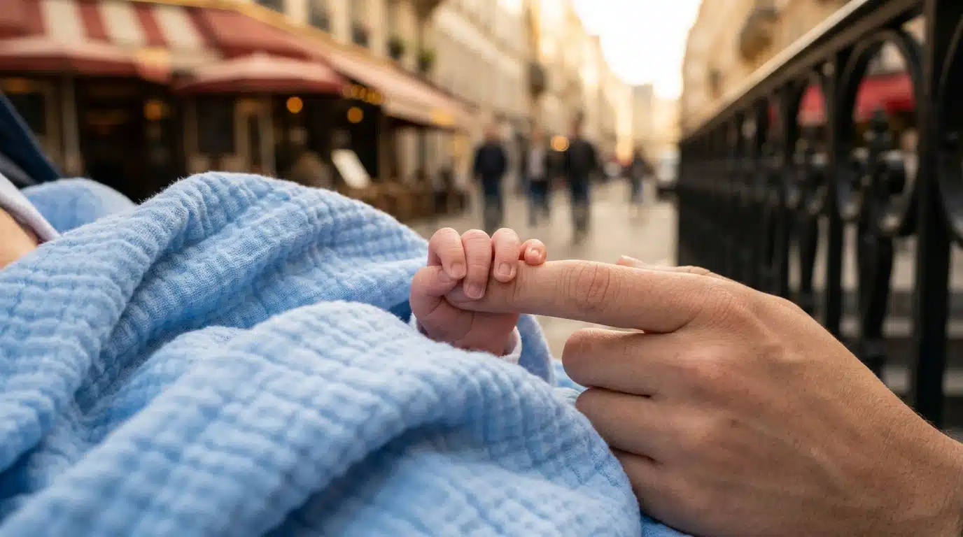 Main de nouveau-né agrippant un doigt d'adulte