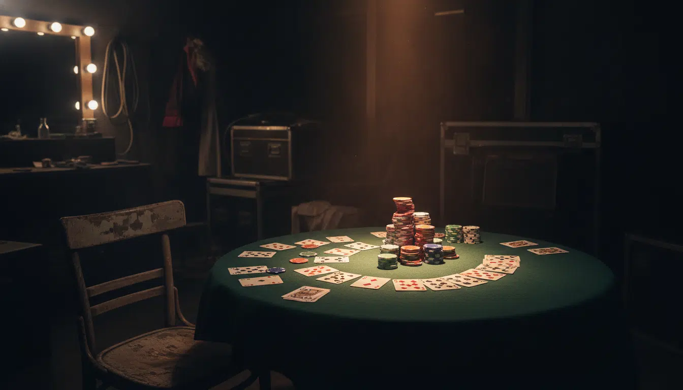 Table de poker dans les coulisses d'un concert