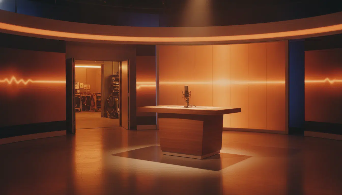 Plateau de télévision vide avec éclairage tamisé