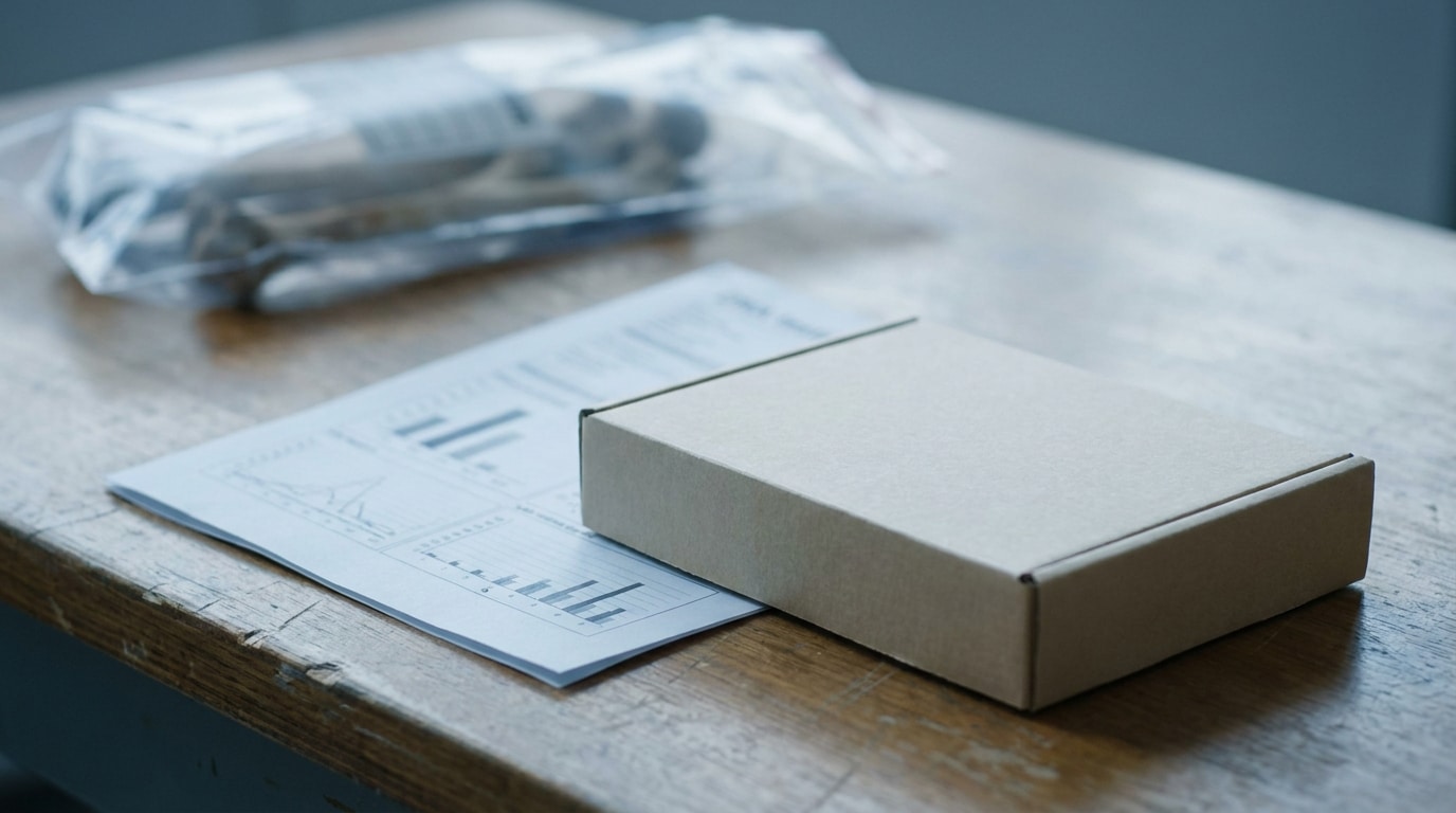 Kit de test ADN et rapport de laboratoire sur un bureau