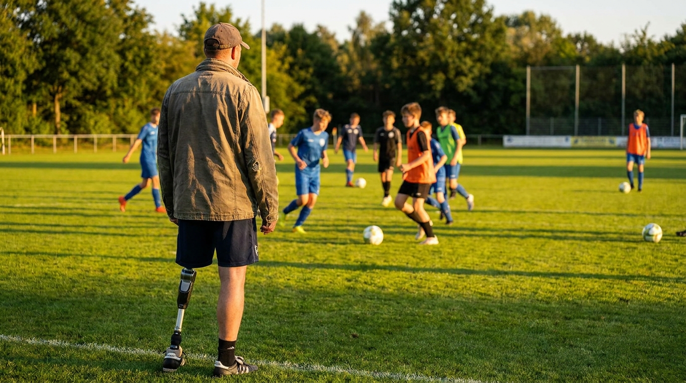 Entraîneur de football au bord du terrain lors d'un entraînement