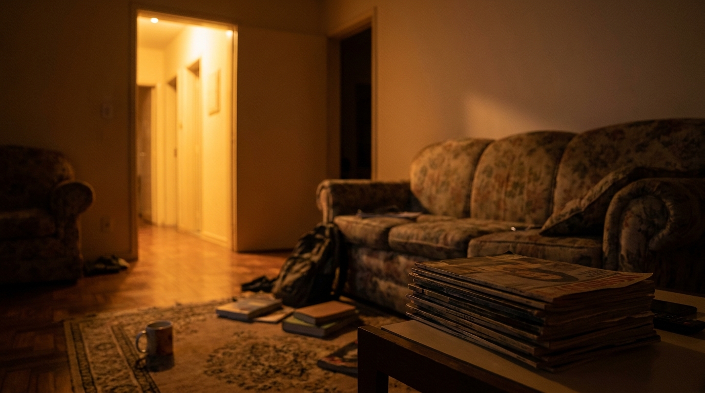 Intérieur sombre d'un appartement brésilien la nuit