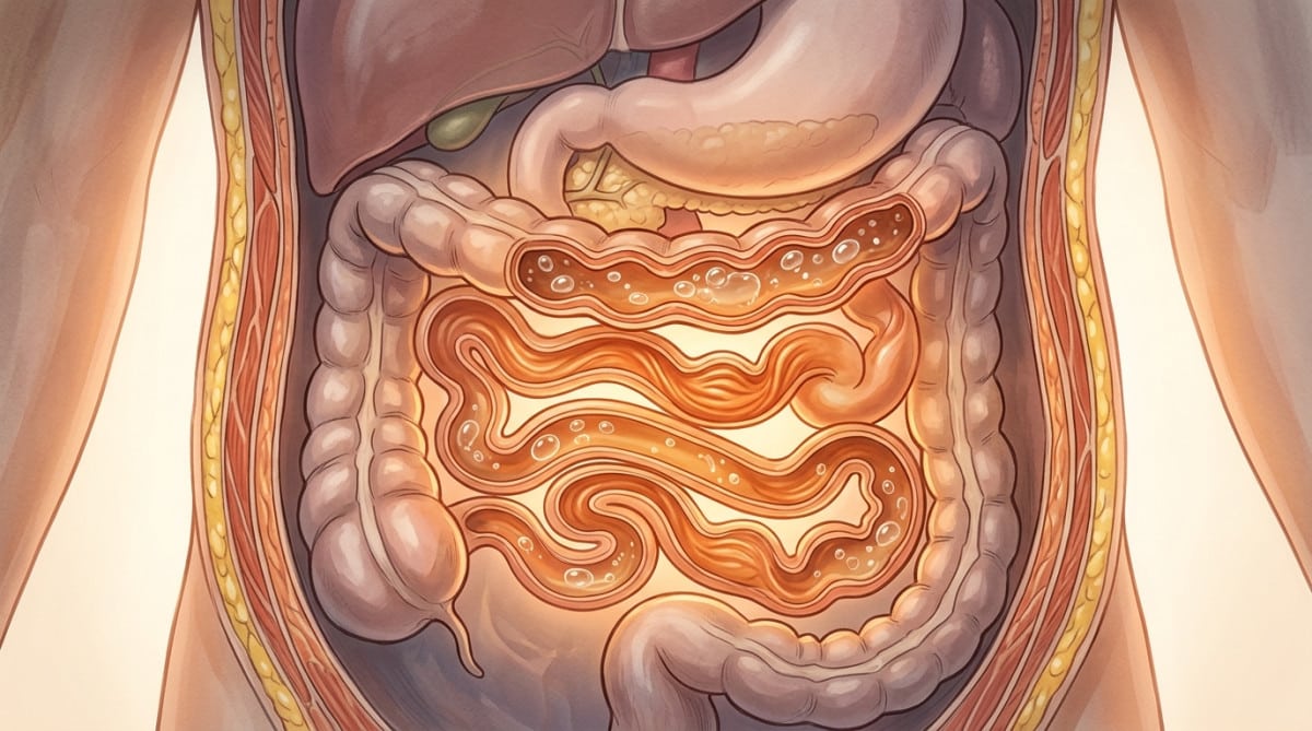 Illustration des contractions intestinales produisant des borborygmes