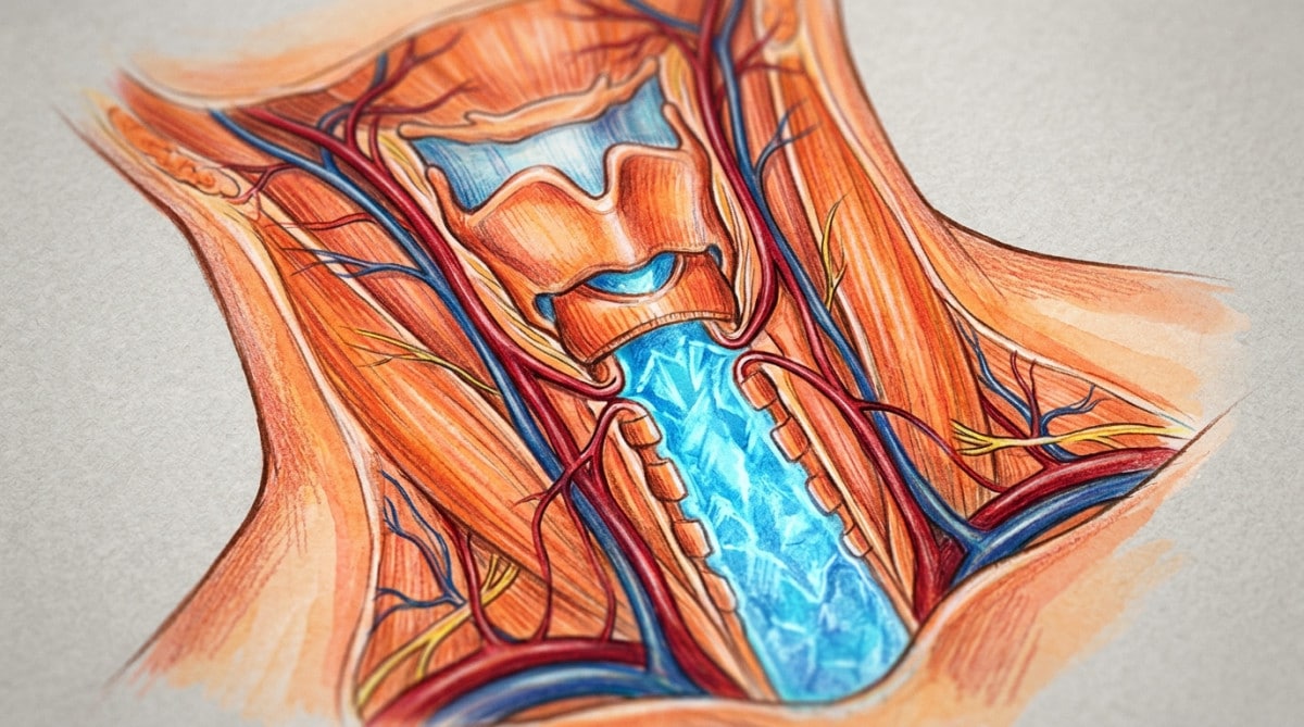 Illustration des vaisseaux de la gorge au contact du froid