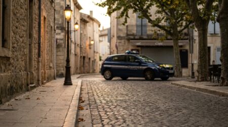 Rue calme d'une station balnéaire du sud de la France au crépuscule