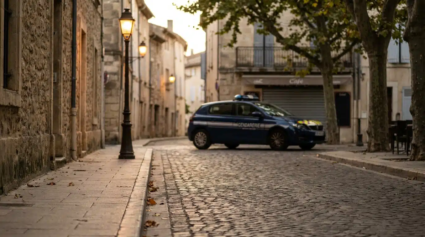 Rue calme d'une station balnéaire du sud de la France au crépuscule