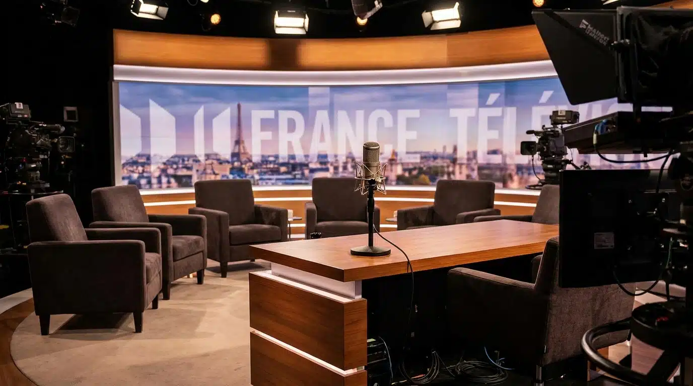 Micro de plateau télé dans une ambiance tendue