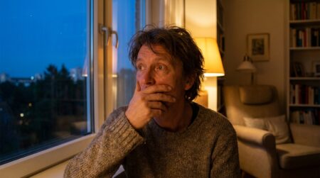 Personne pensive éclairée par la lumière dorée du crépuscule