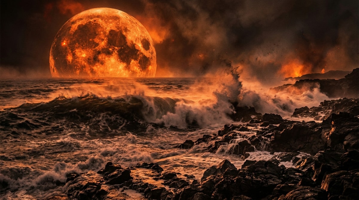 La Lune primitive très proche de la Terre avec des marées géantes