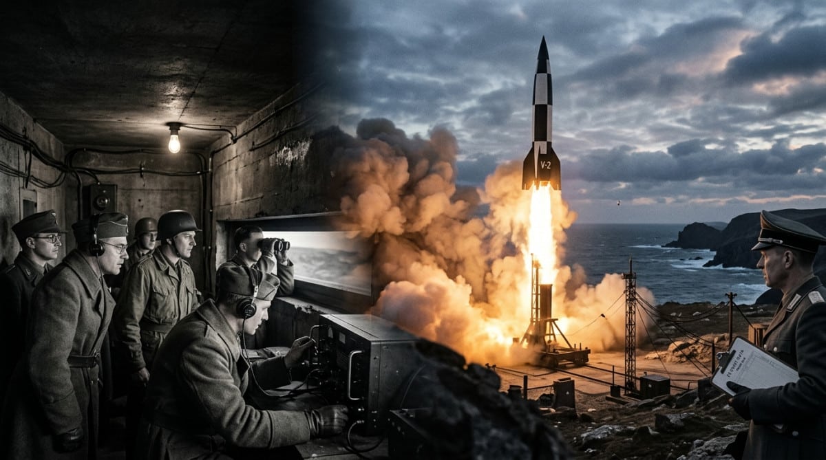 Lancement d'une fusée V2 depuis une base côtière en 1943
