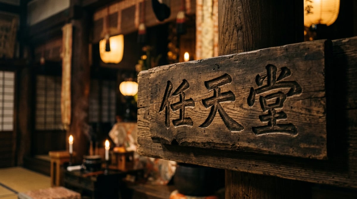 Les trois kanji japonais du nom Nintendo éclairés