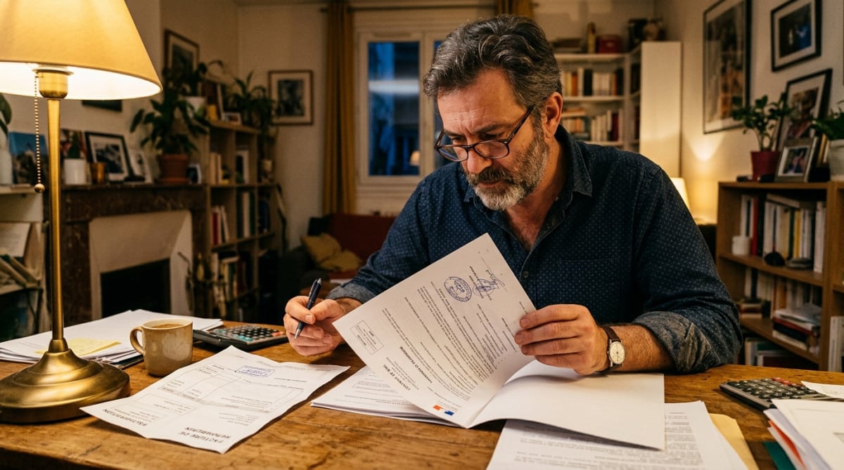Locataire vérifiant ses droits face à une facture de réparation