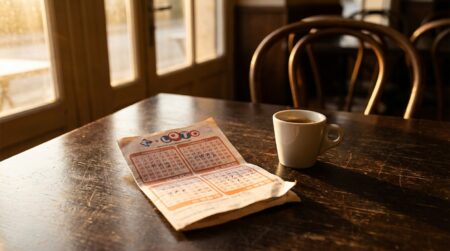Ticket de Loto posé sur une table de café