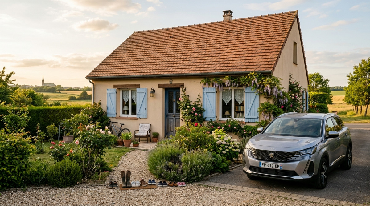 Maison de famille en périphérie de Chartres avec voiture garée