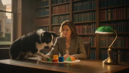 Chien Border Collie passant un test d'intelligence canine