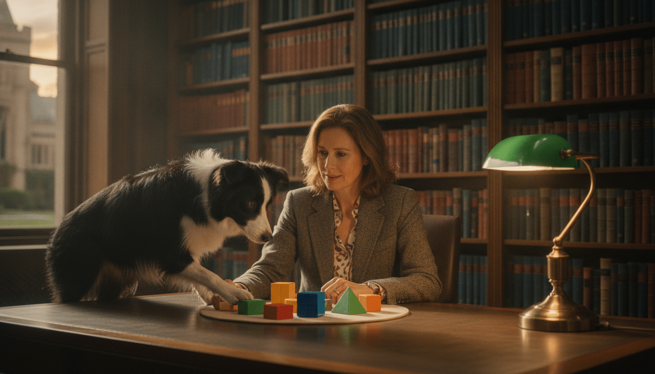 Chien Border Collie passant un test d'intelligence canine