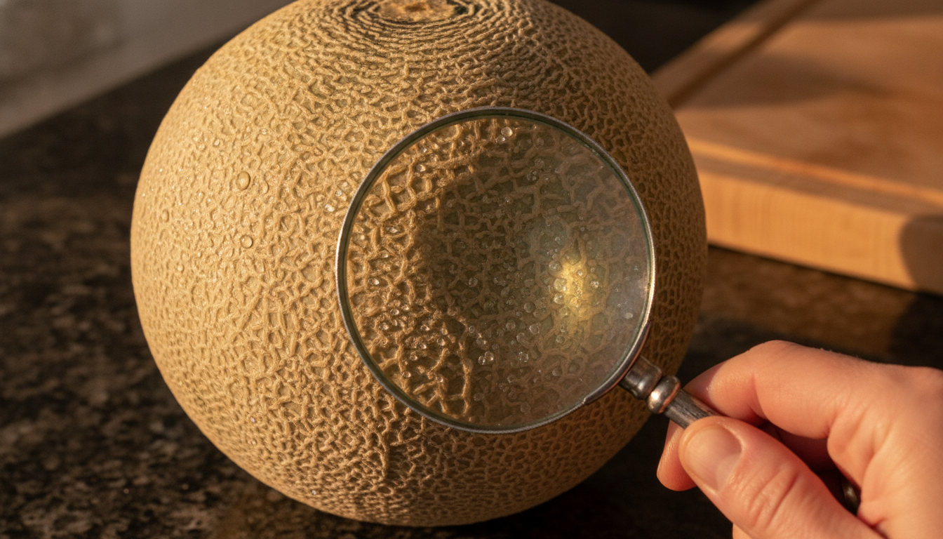 Résidus de pesticides observés sur une écorce de melon