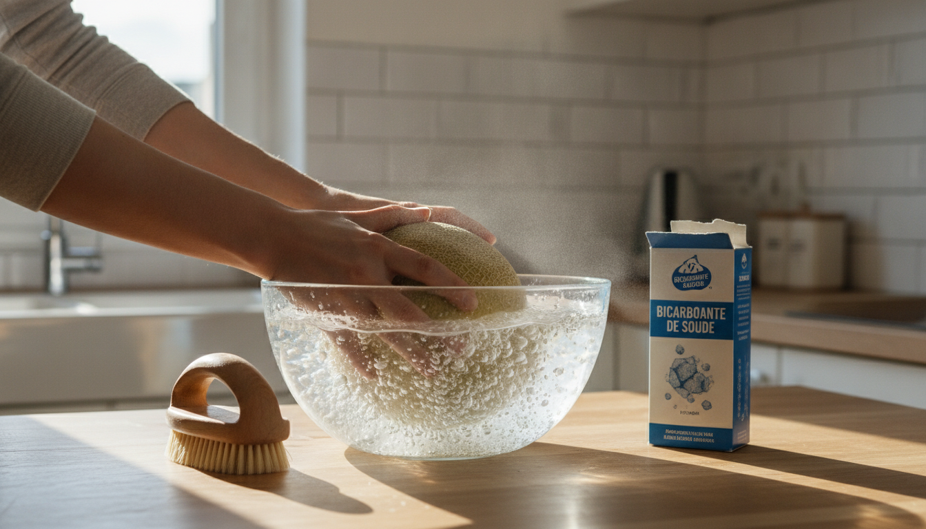 Melon trempé dans un bain de bicarbonate de soude