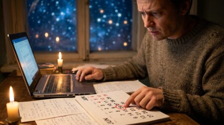 Personne consultant un calendrier avant Mercure rétrograde