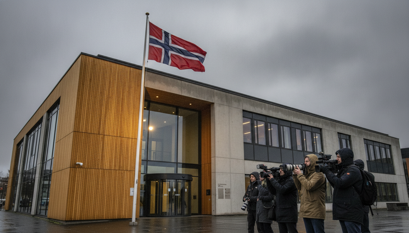 Tribunal de district d'Oslo avec drapeau norvégien