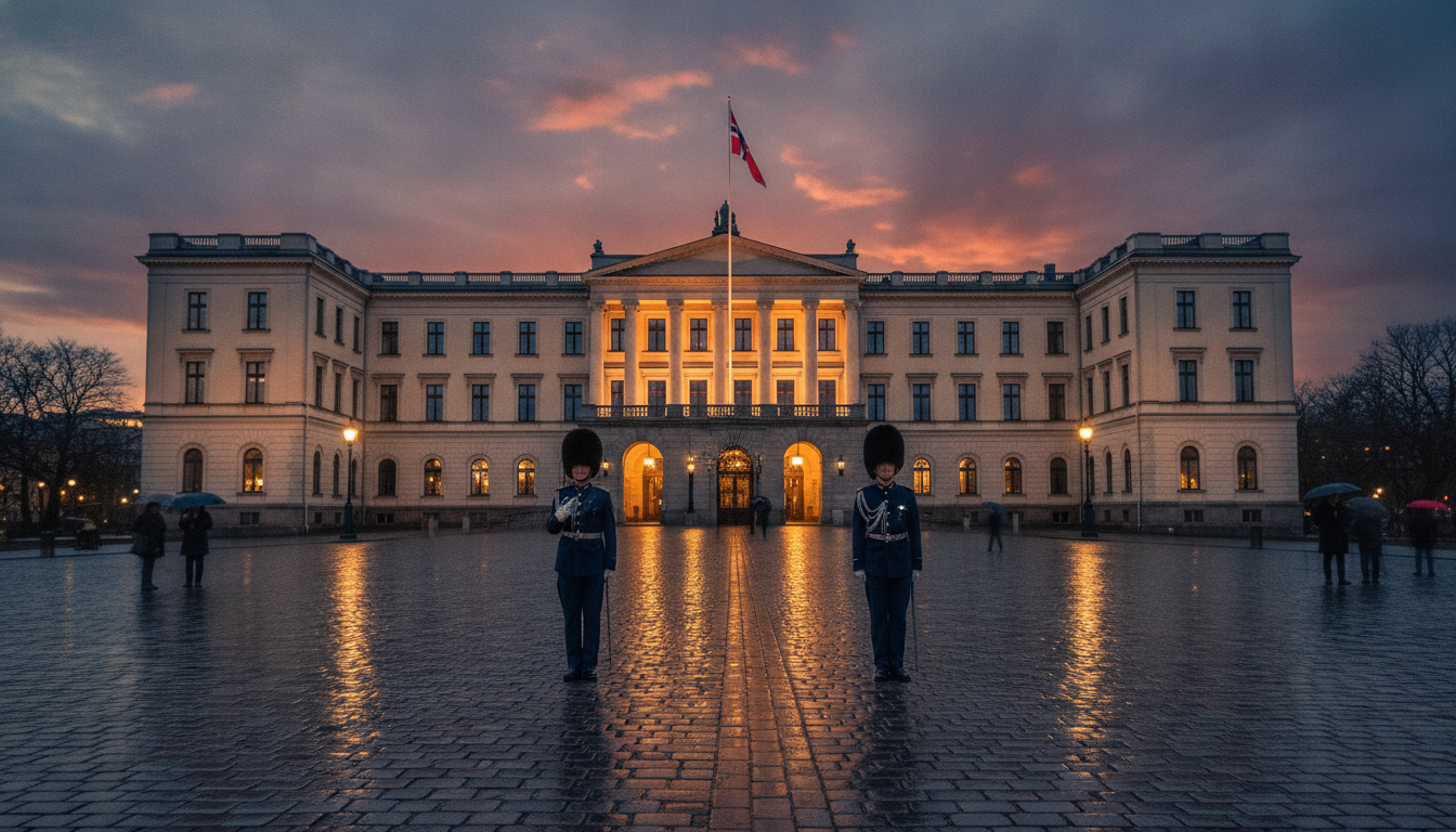 Palais royal d'Oslo au crépuscule
