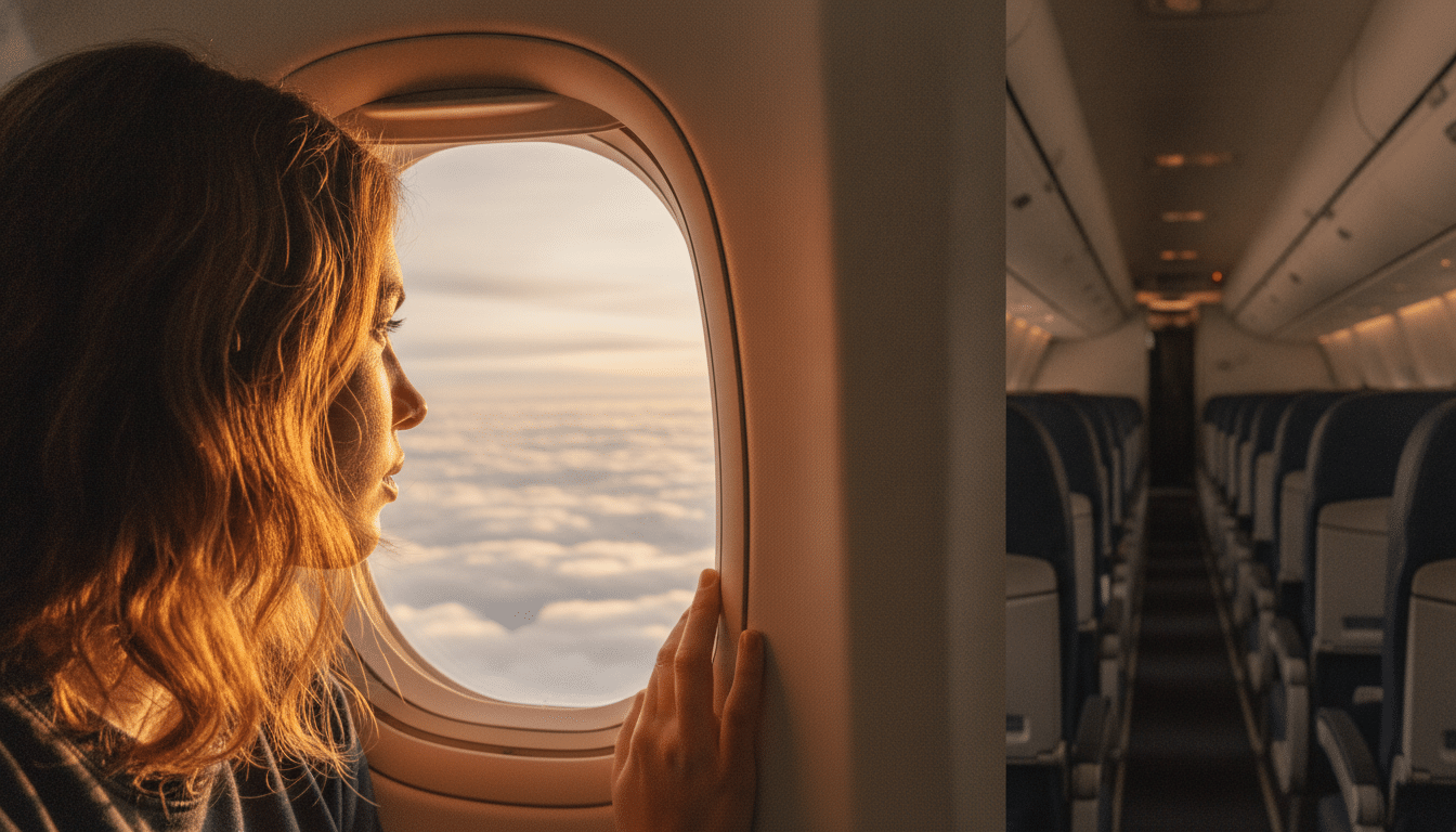 Passager assis près du hublot dans un avion