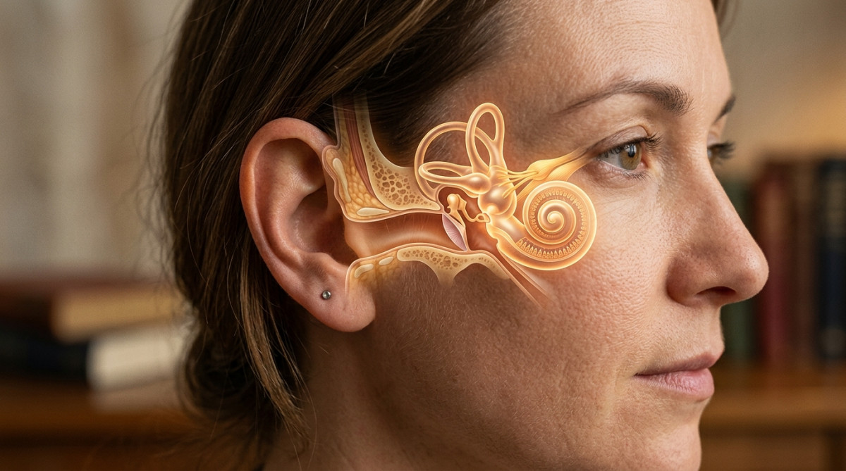Oreille humaine illustrant le système vestibulaire interne