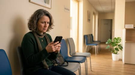 Patient inquiet dans une salle d'attente médicale