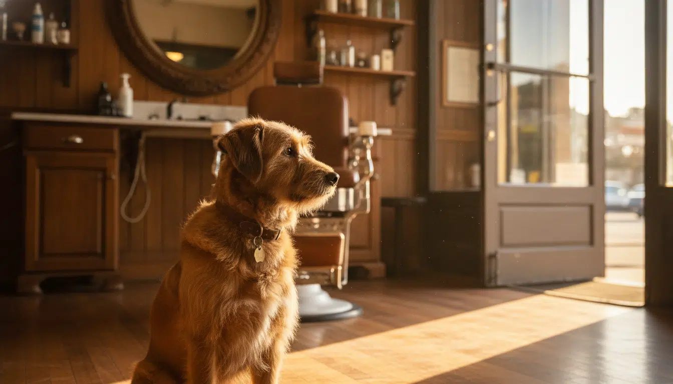 Ruger le chien dans un salon de barbier avant sa fugue