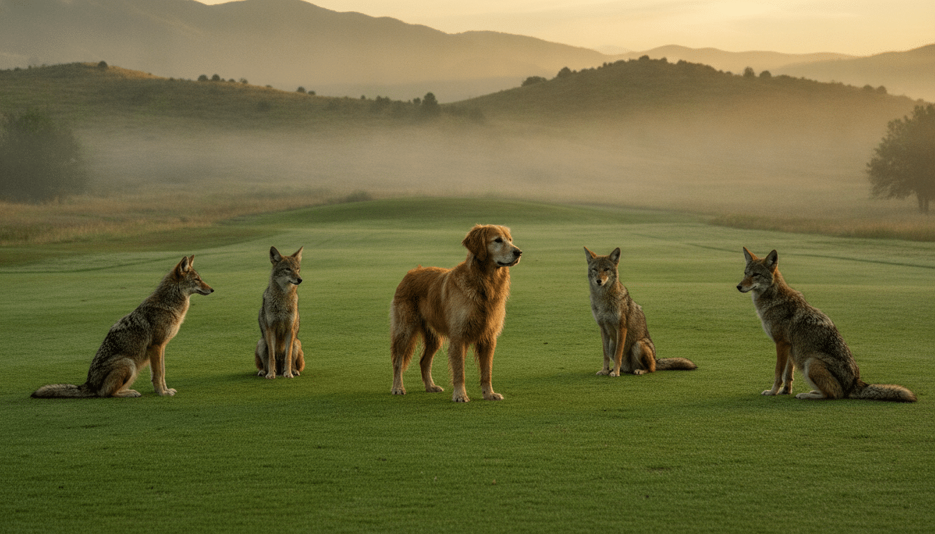 Ruger repéré au milieu de coyotes sur un terrain de golf