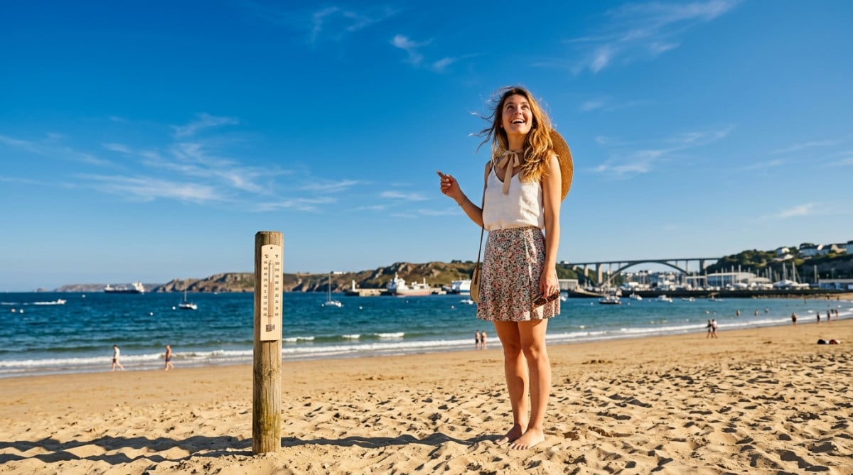 Personne profitant du soleil sur une plage de Brest