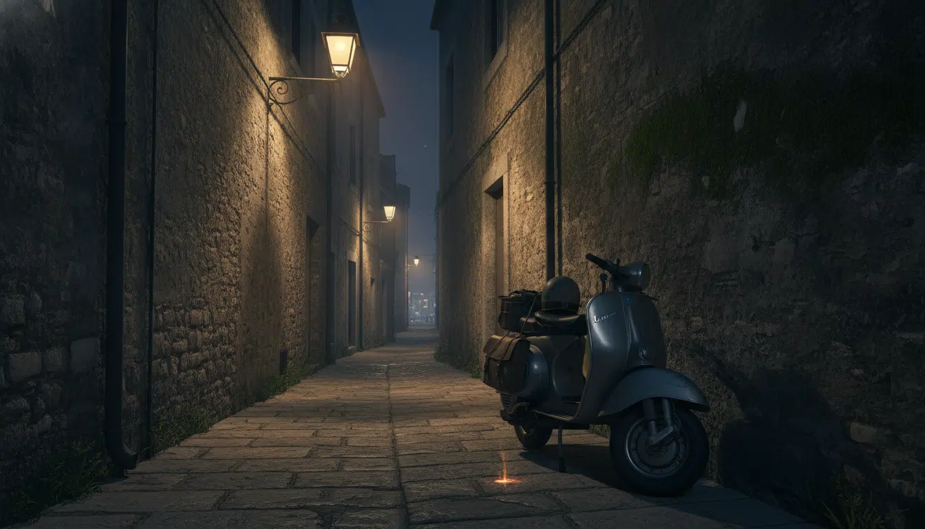 Ruelle sombre méditerranéenne la nuit, décor de cavale pour Vadim et Noémie