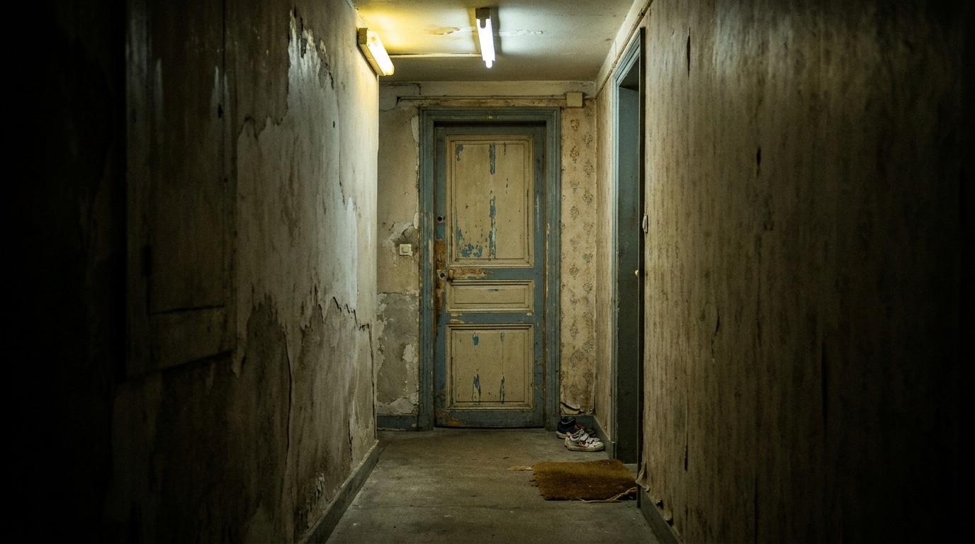 Porte fermée d'un appartement dans une résidence balnéaire