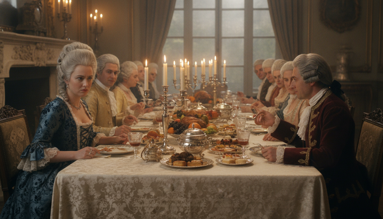 Banquet aristocratique français au XVIIIe siècle