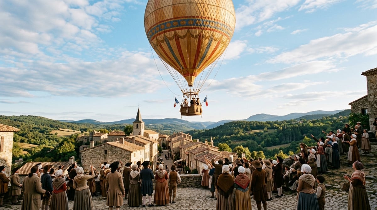 Premier vol de la montgolfière des frères Montgolfier en 1783