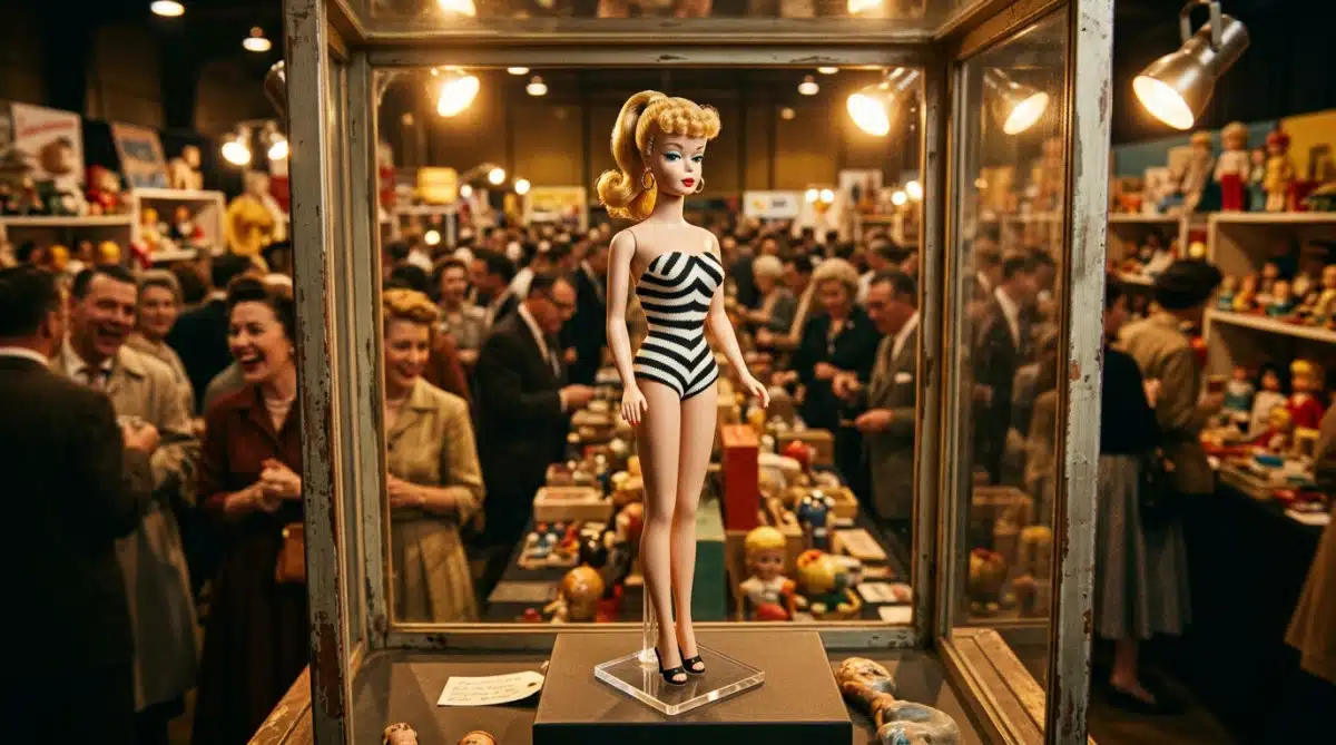 Première poupée Barbie 1959 en maillot rayé noir et blanc