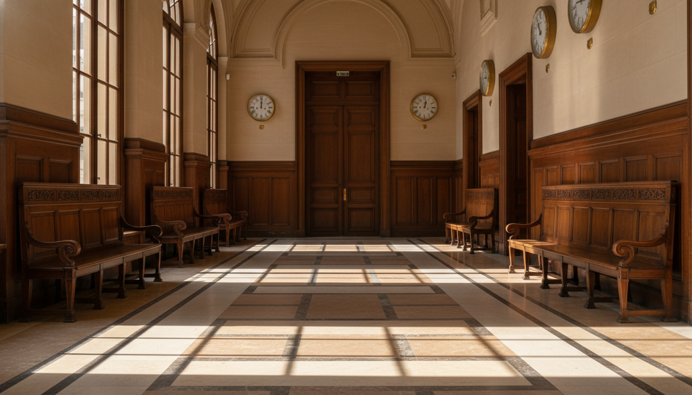 Couloir vide d'un palais de justice français