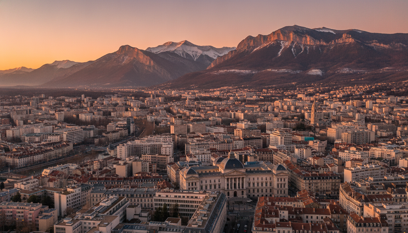 Vue panoramique de Grenoble avec palais de justice