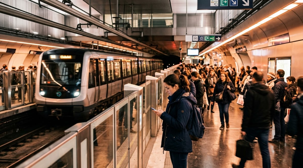 Quai moderne du métro parisien en 2026