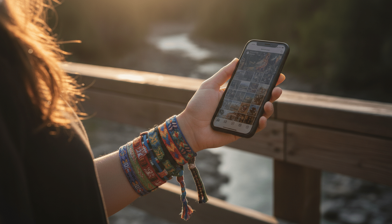 Bracelets de saut à l'élastique au poignet d'une jeune femme