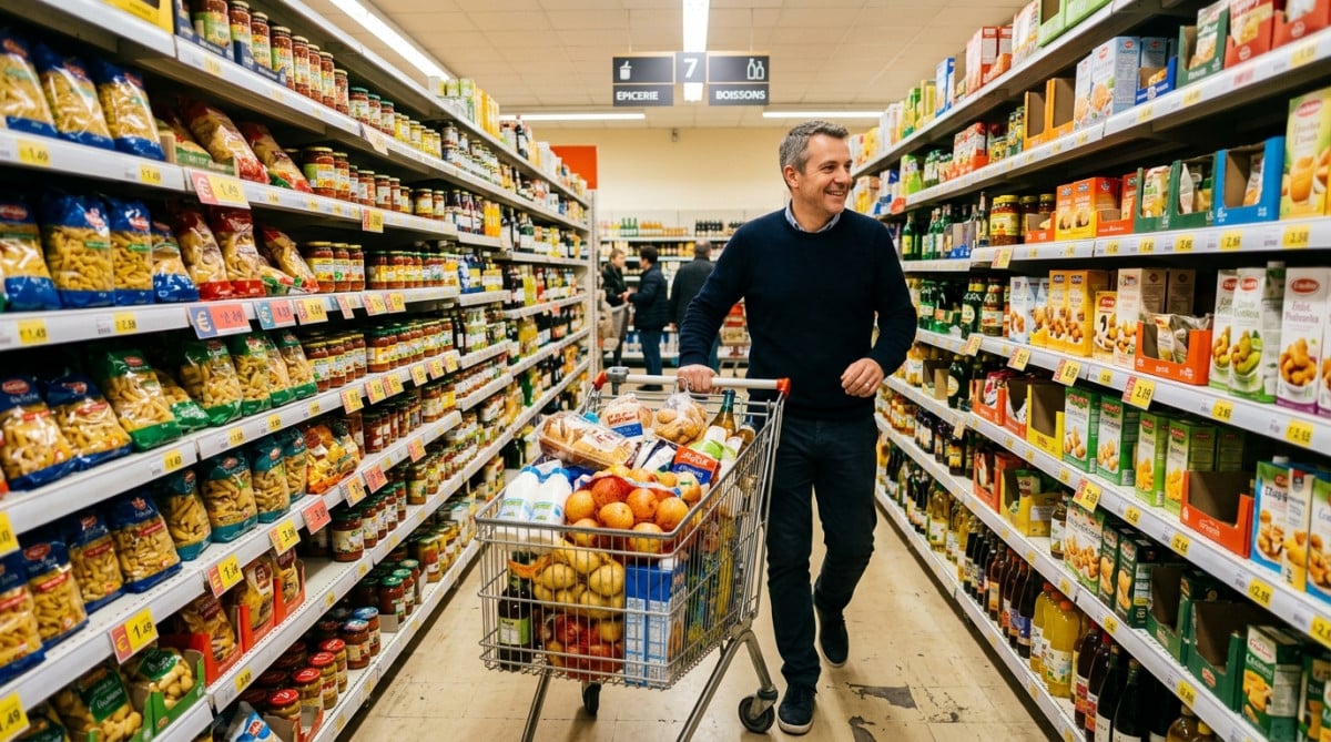 Rayon de supermarché discount en France