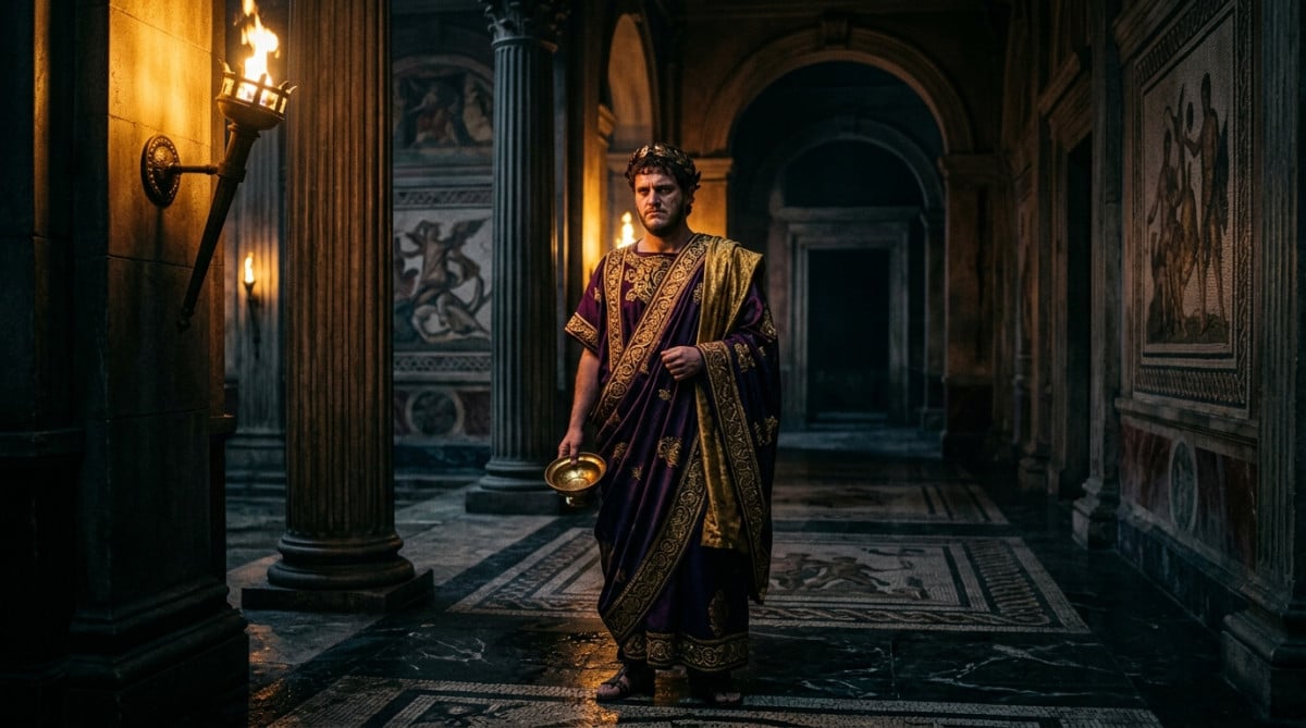 Représentation de l'empereur Néron dans un palais romain