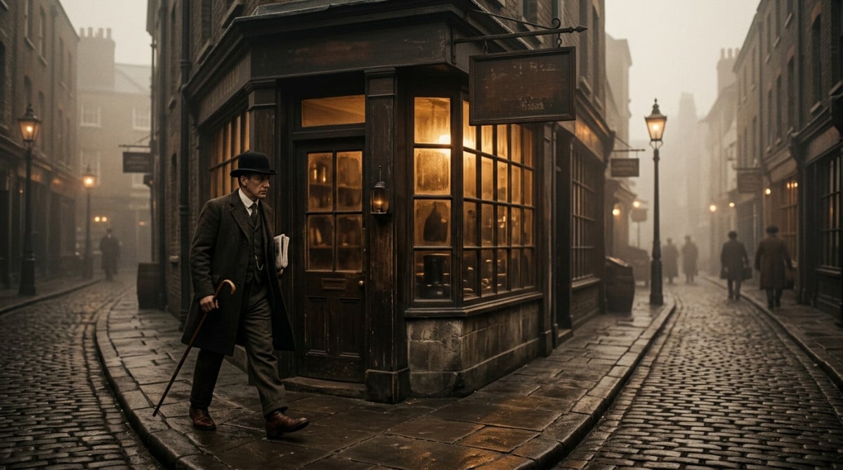 Rue de Londres dans les années 1920 avec boutique discrète