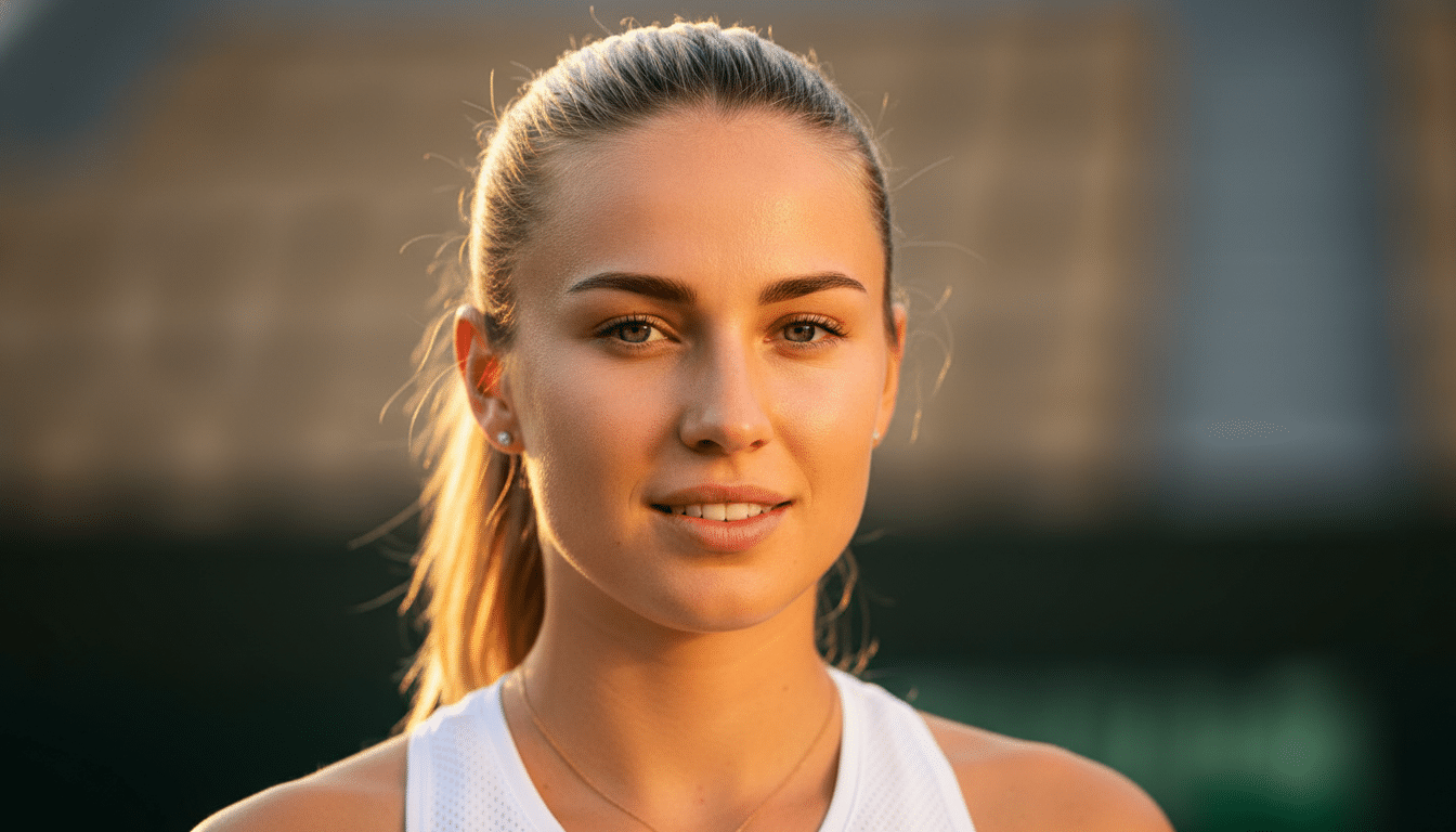 Portrait de Sabalenka sous un éclairage doré