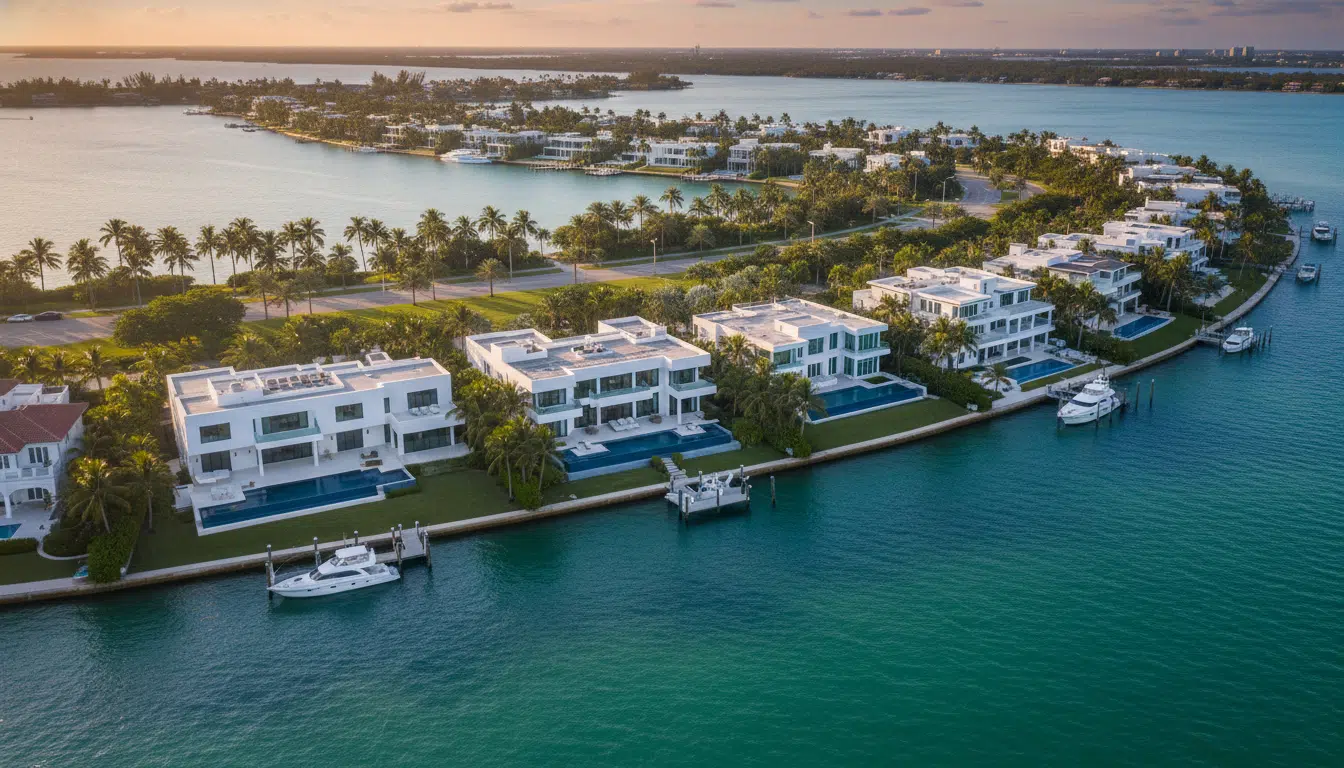 Immobilier de luxe à Miami au coucher du soleil
