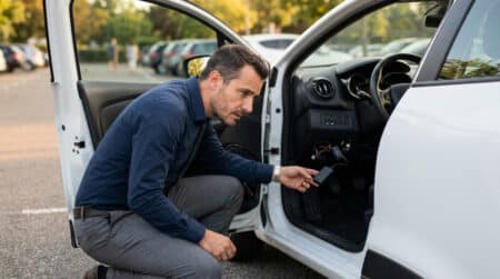 Salarié découvrant un boîtier GPS dans son véhicule de fonction
