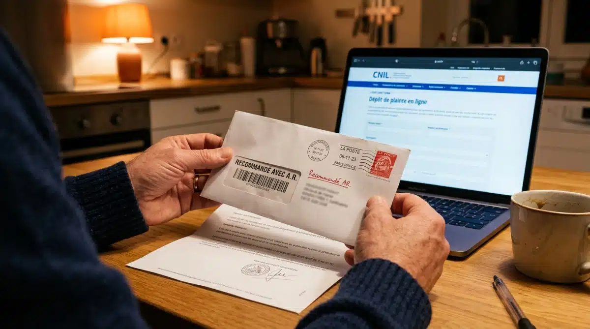Salarié rédigeant un courrier recommandé pour contester la géolocalisation