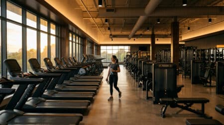 Salle de sport vide avec machines de fitness inutilisées