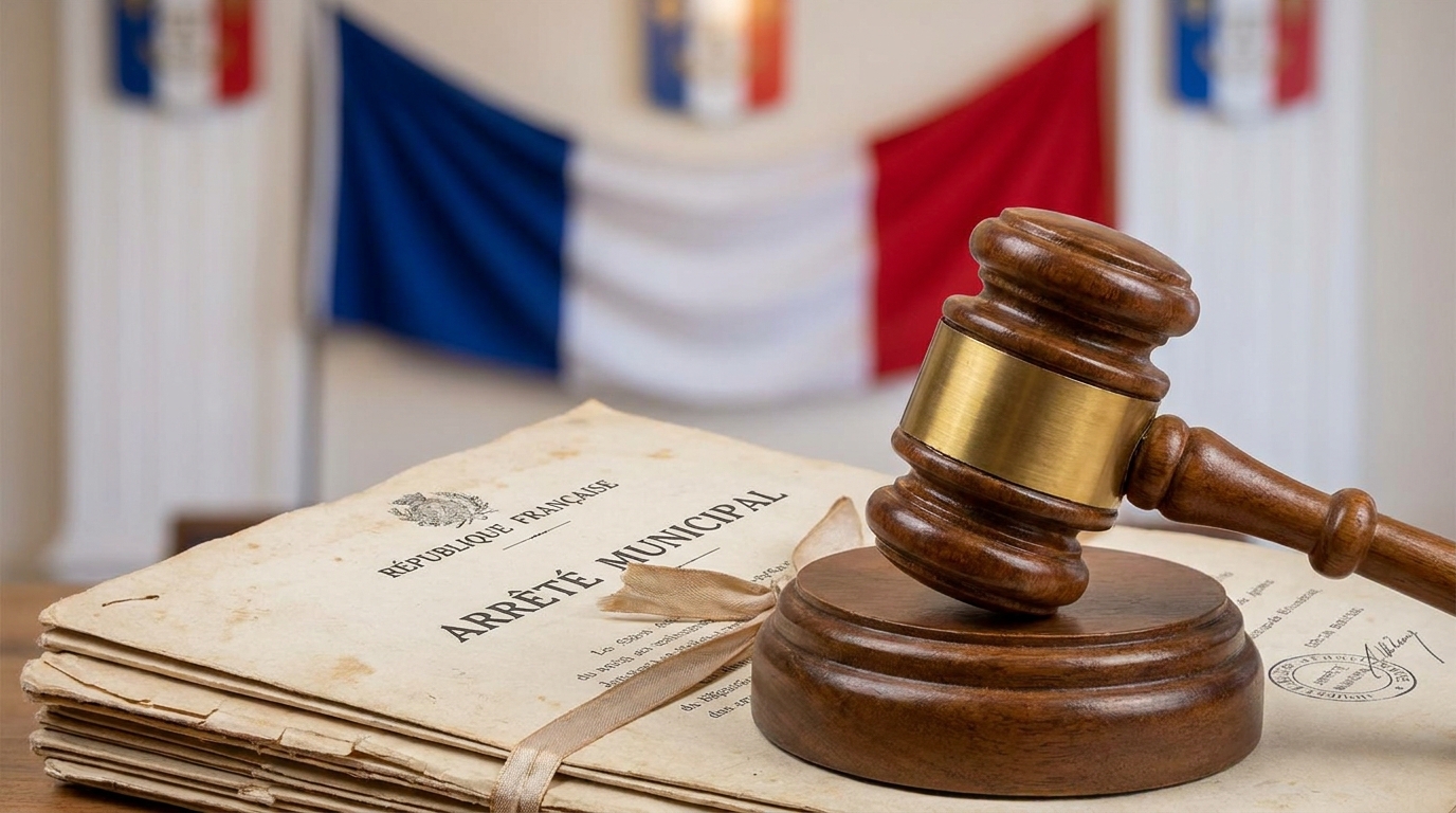 Marteau de séance posé sur des documents officiels du conseil municipal