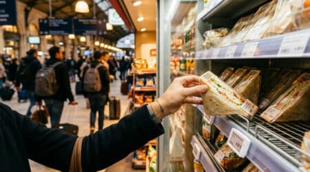 Sandwich triangle en gare dans un présentoir réfrigéré